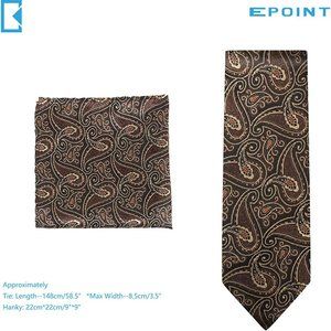 Epoint Brown Black-c.b.b.i.027 Microfiber Neck Tie Hanky Set